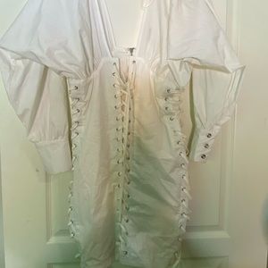 Fashion Nova Deep Cut Strap Up Dress